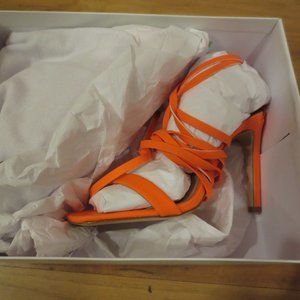 LAST CHANCE NIB SCHUTZ Bright Orange High Heel Lace Up Sandals